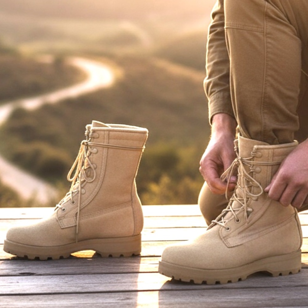 VIBRAM Soled Gore-Tex Suede Desert Storm Lace Up Combat Boots